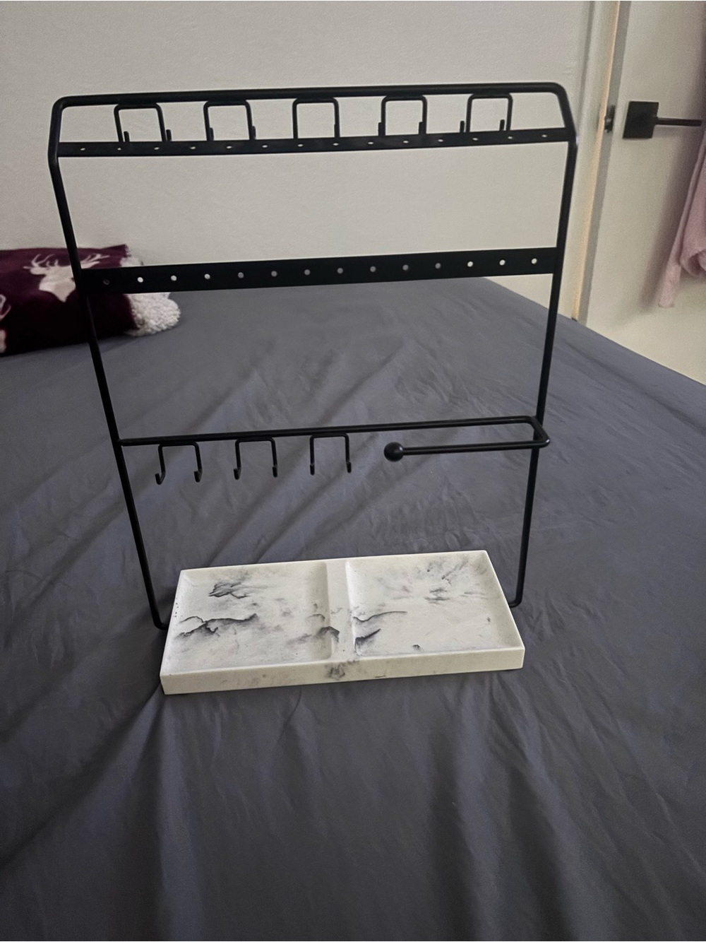 Amazon Black Jewelry Rack with White Marble Tray